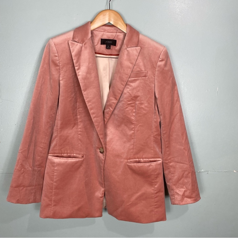 J Crew Willa Velvet Blazer Jacket BD005 Pink Sz 6